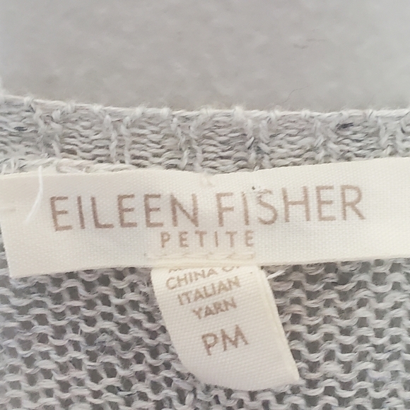 Eileen Fisher V-Neck Linen Loose Knit Sweater Gray Sustainable Capsule Neutral - Picture 4 of 6